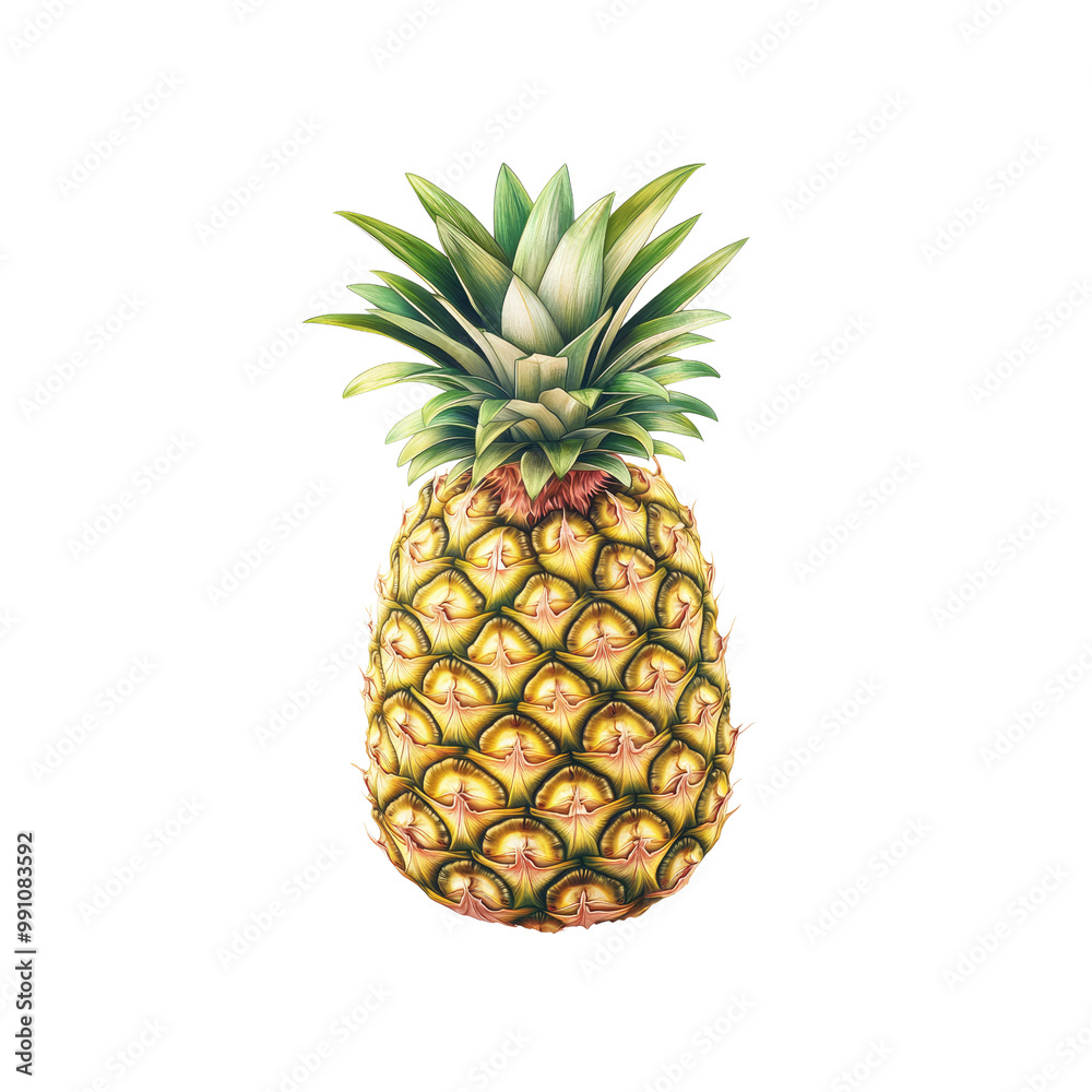 Ripe Pineapple Isolated on White Background