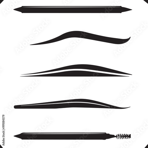 Eyebrow Shaping Styles: Vector Illustration of Different Brow Shapes, Makeup Tools, and Beauty Trends for Perfect Eyebrows Design