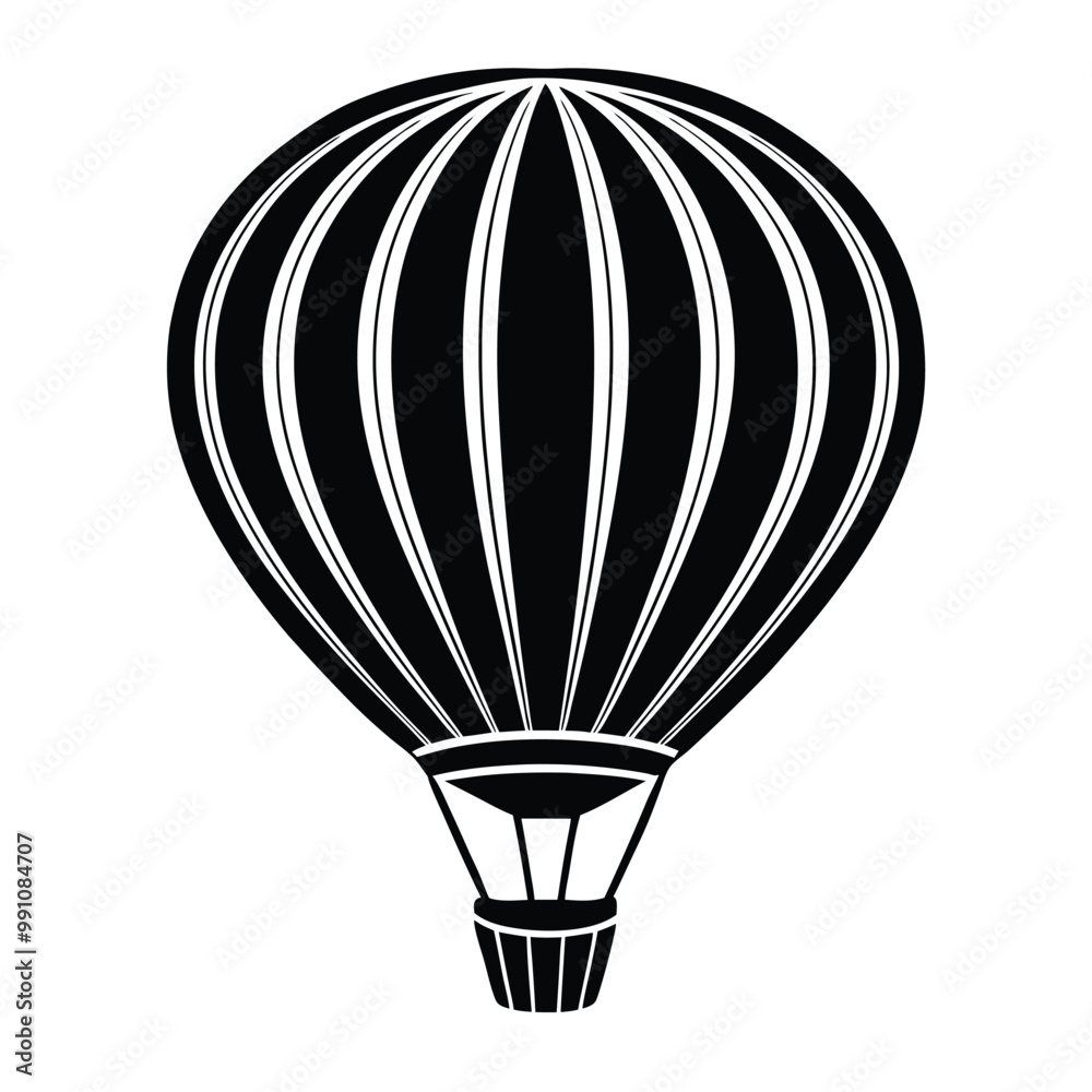 Fototapeta premium air balloon silhouette vector style with white background.