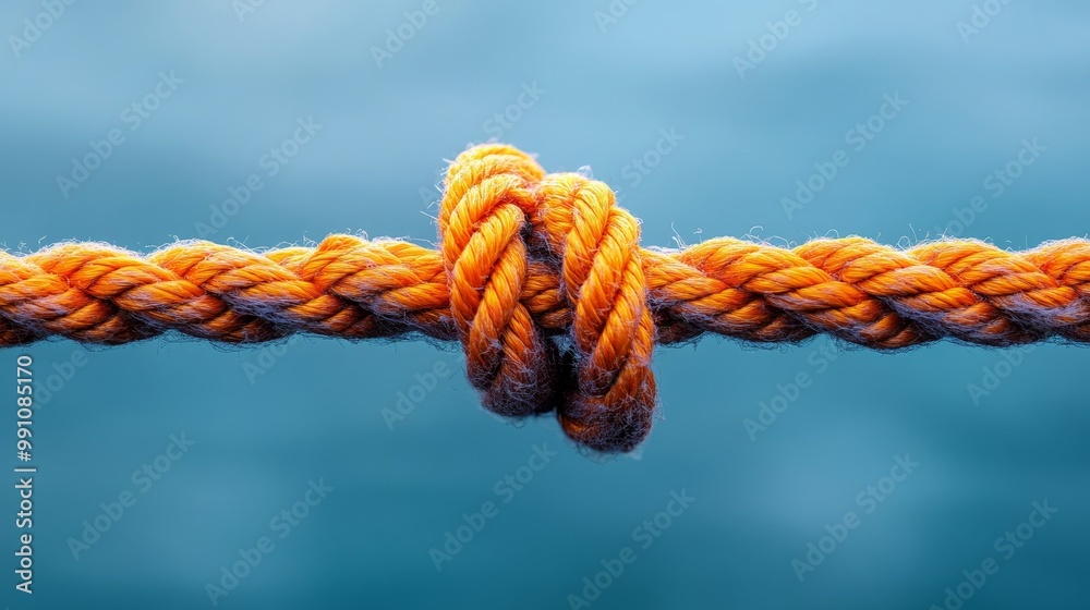 A rope is tied in a knot, with the rope being orange A rope is tied in a knot, with the rope being orange