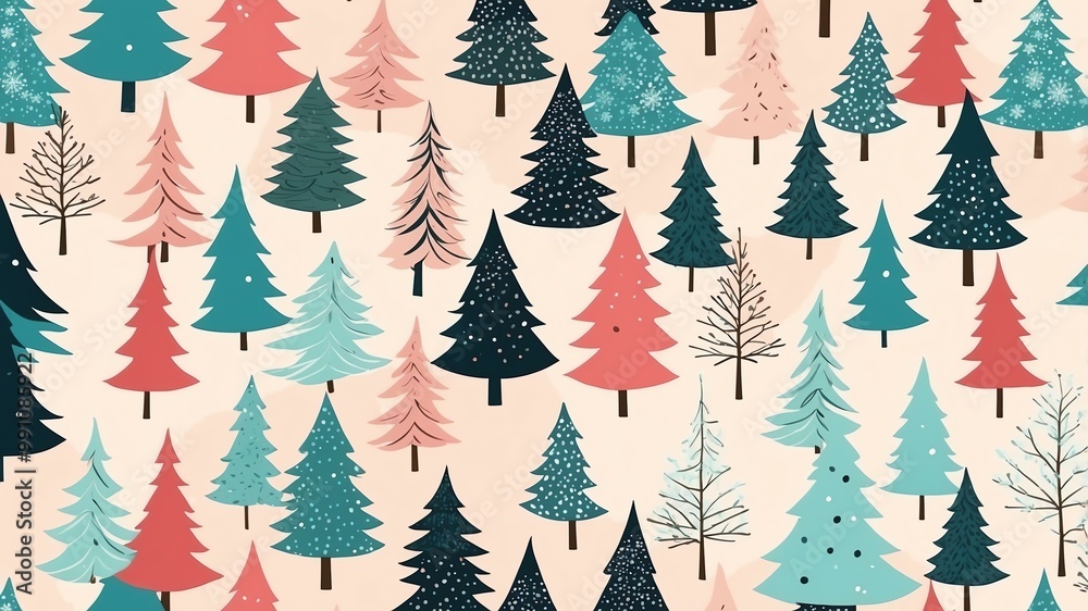 christmas trees seamless pattern on pastel color background christmas trees seamless pattern on pastel color background