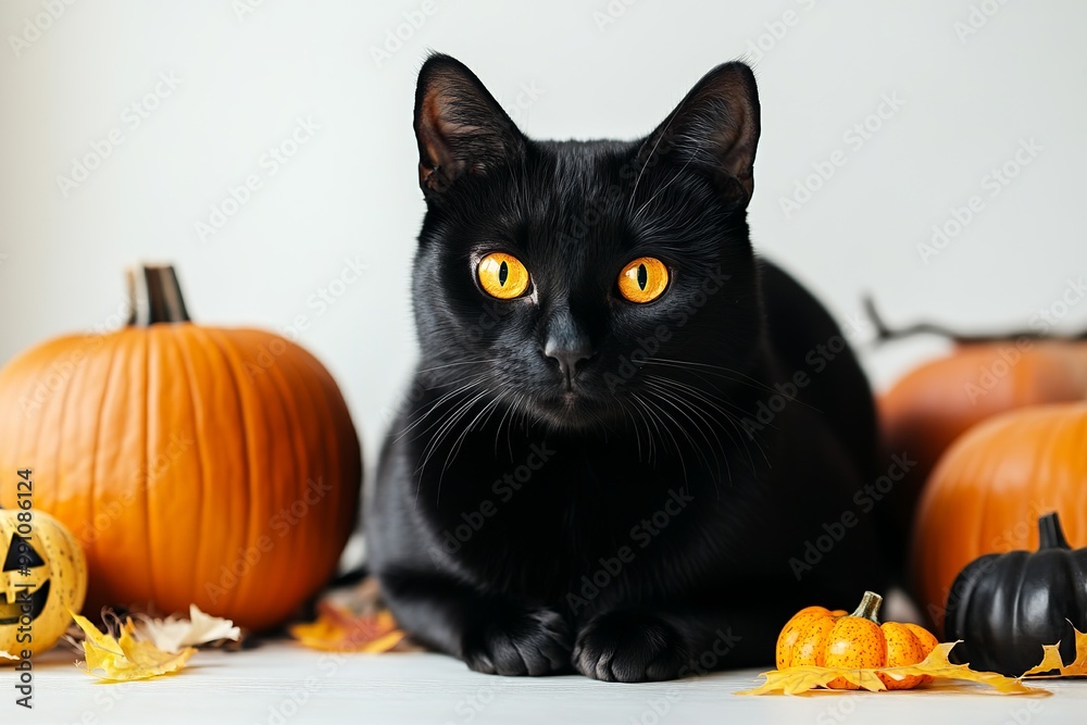 Portrait of cats with Halloween decorations Portrait of cats with Halloween decorations
