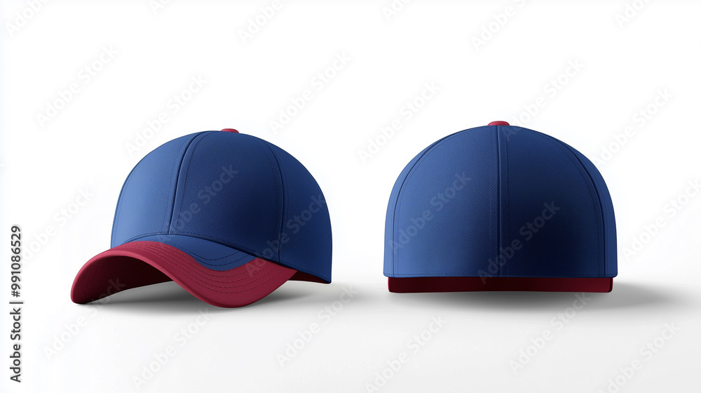 red blue cap mockup front and back view on white background red blue cap mockup front and back view on white background