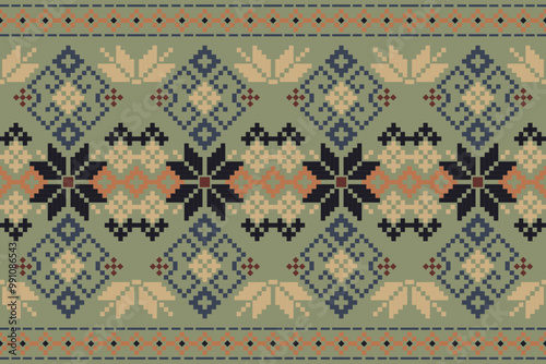 Traditional Ukrainian
Cross-Stitch Embroidery - Detailed Vector
Illustration for Textile Print Design