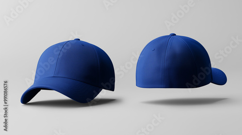 blue cap mockup front and back view on white background photo