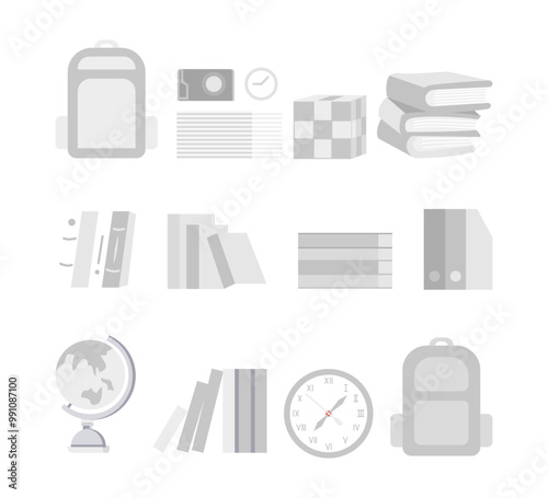 Vector Set of Fun Education Stuff Illustrations for Classroom Activities