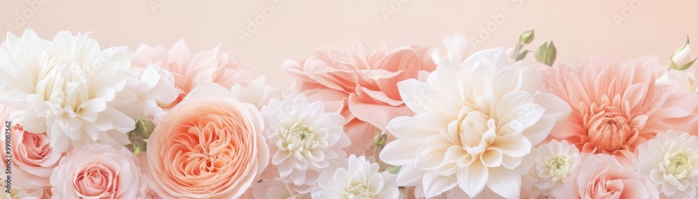 Fototapeta premium A bouquet of flowers with a pink and white background