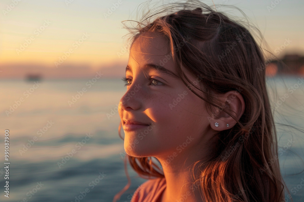 Sunset light and sea beach landscape generative AI Sunset light and sea beach landscape generative AI