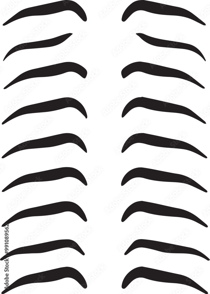 Eyebrow Minimalist Black Silhouette Vector Collection Eyebrow Minimalist Black Silhouette Vector Collection