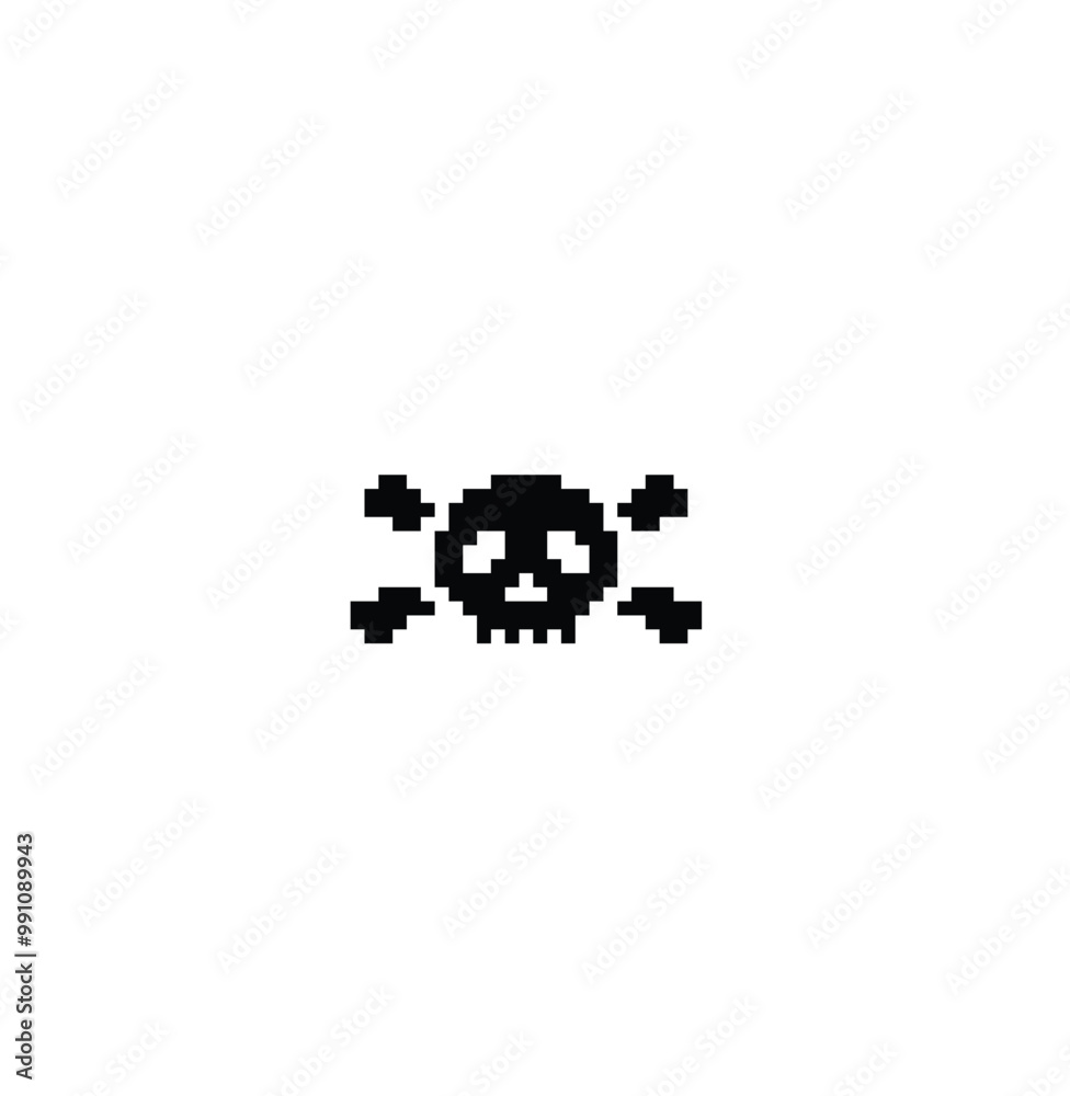 Skull icon 8 bit, pixel pirate icon for game logo. Skull icon 8 bit, pixel pirate icon for game logo.