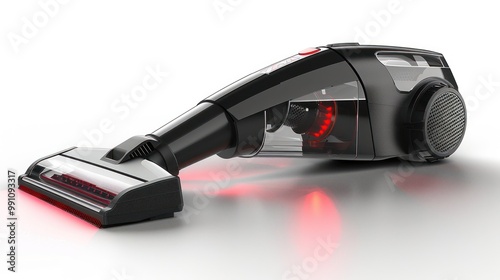 Black Cordless Vacuum Cleaner with Red LED Light