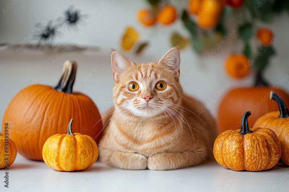 Portrait of cats with Halloween decorations Portrait of cats with Halloween decorations
