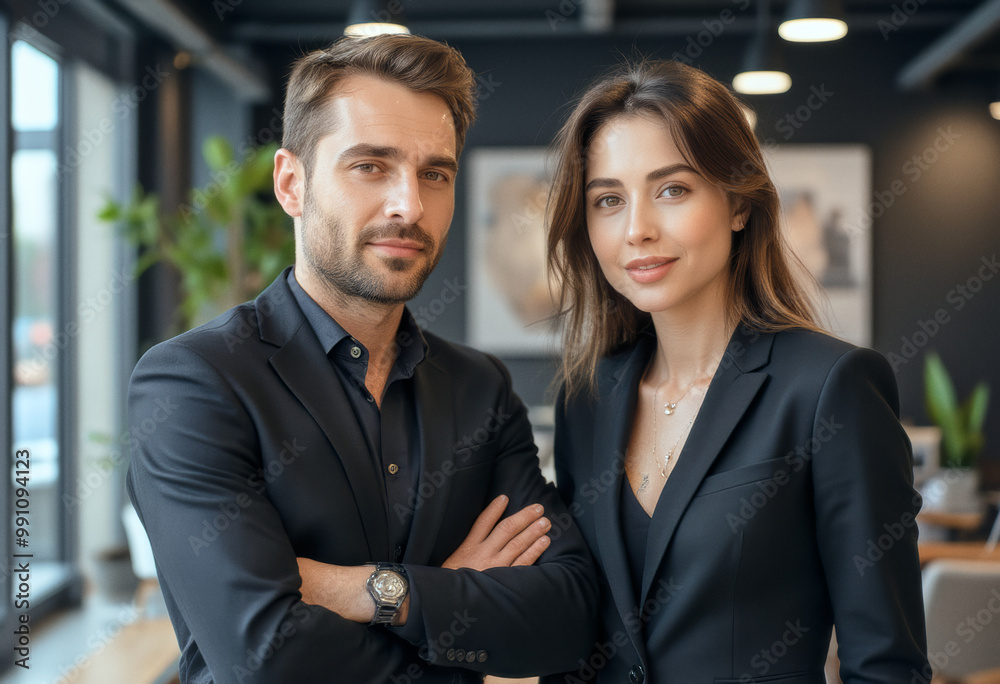 A portrait headshot photo of a two friendly professional CEO executive business workers colleagues engaged in professional conversation A portrait headshot photo of a two friendly professional CEO executive business workers colleagues engaged in professional conversation
