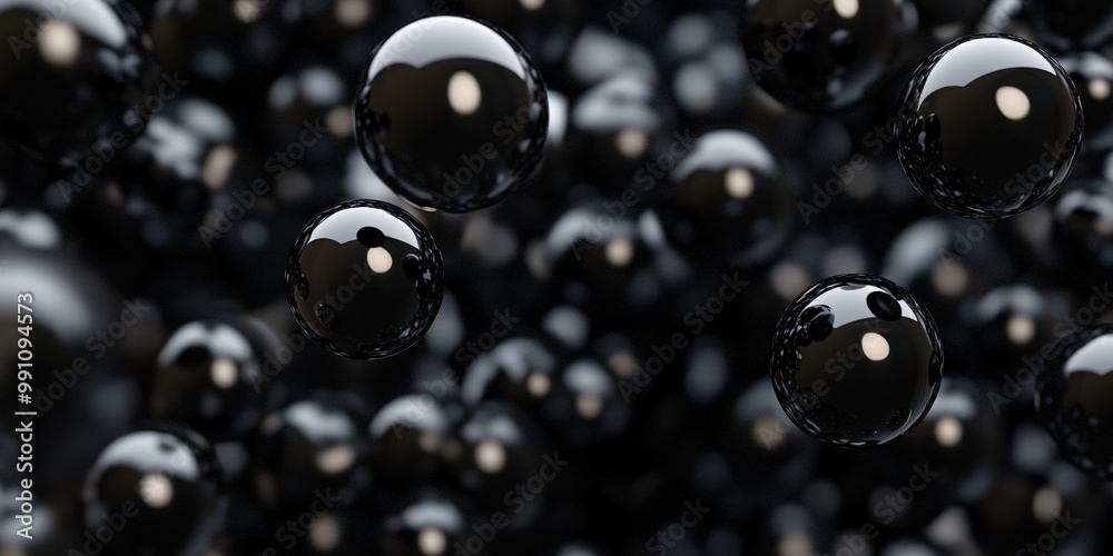 Background of 3D black balls with shiny mirror texture Background of 3D black balls with shiny mirror texture