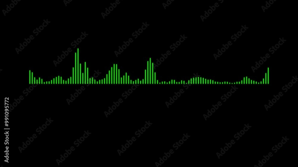 Dynamic equalizer visual effect, Abstract sound waves, Digital simple equalizer (sound wave), on black background.