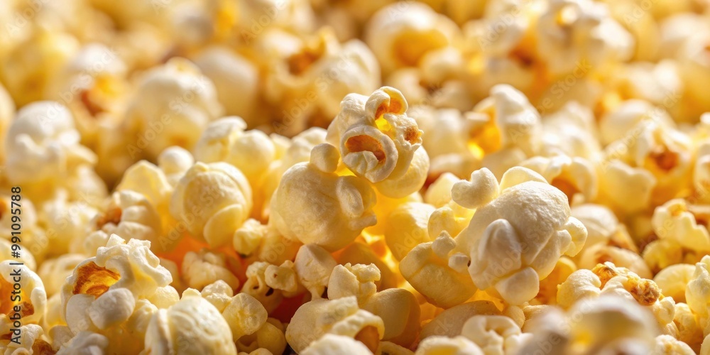 Macro background of popped buttered popcorn kernels with amazing detail and texture, popcorn, buttered, fluffy, macro Macro background of popped buttered popcorn kernels with amazing detail and texture, popcorn, buttered, fluffy, macro