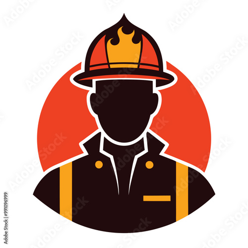 firefighter silhouette vector style with white background .