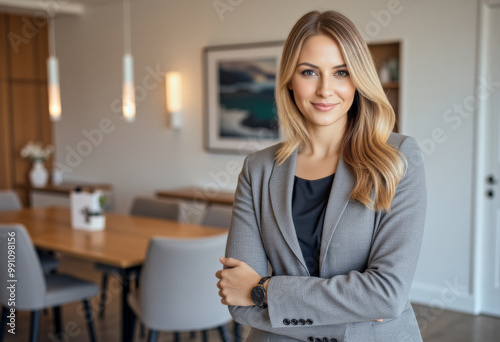 A portrait headshot photo of a friendly professional CEO executive business worker