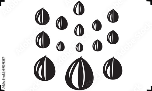Peach Seed Flat Black Silhouette Vector Art Bundle