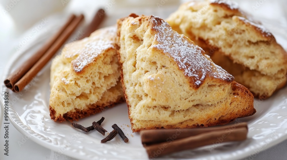 Delicate Vanilla Bean Scones in Soft Light Against Clean Background Delicate Vanilla Bean Scones in Soft Light Against Clean Background