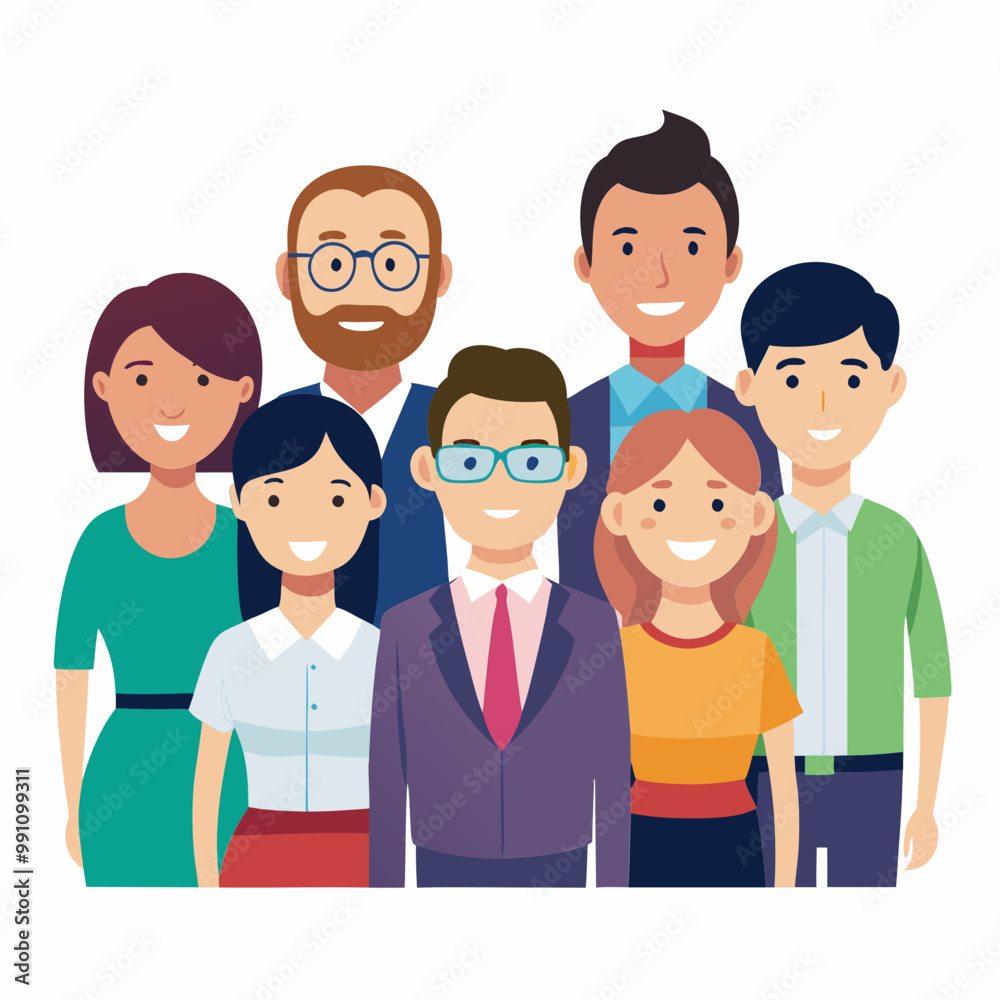 A group of professional employees posing for a group photo, editable vector SVG A group of professional employees posing for a group photo, editable vector SVG