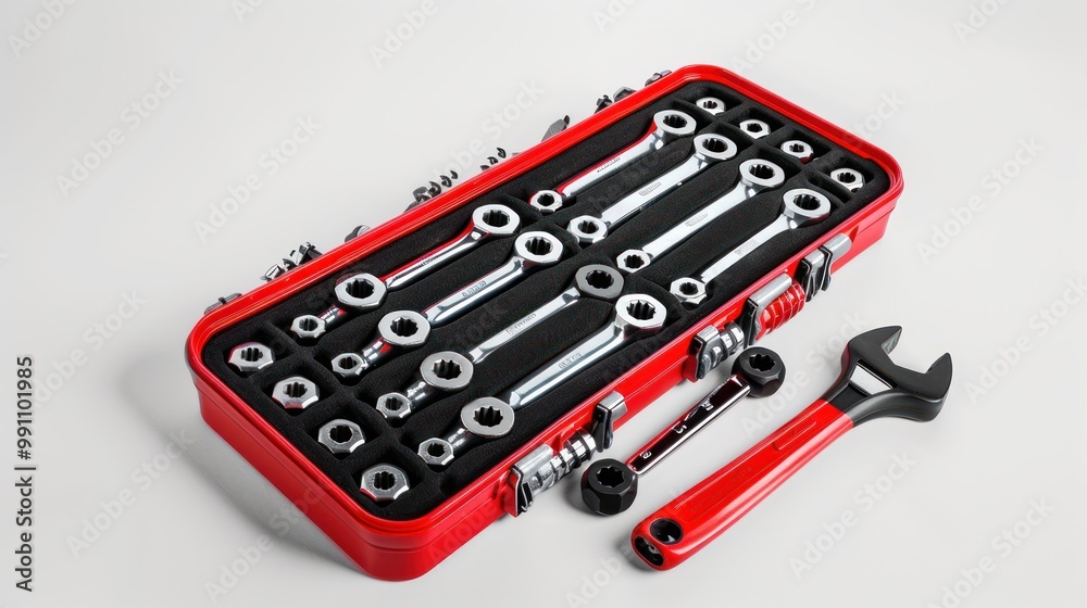 Fototapeta premium Set of Wrenches in Red Case