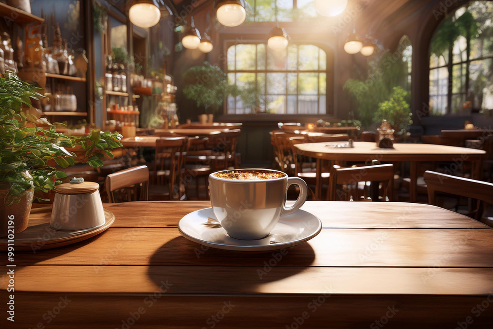 カフェのテーブルに置かれたコーヒー カフェのテーブルに置かれたコーヒー