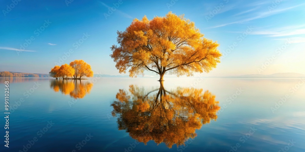 Autumn tree reflected in serene sea water , autumn, tree, reflection, calm, sea, nature, fall, colors, tranquil, peaceful Autumn tree reflected in serene sea water , autumn, tree, reflection, calm, sea, nature, fall, colors, tranquil, peaceful