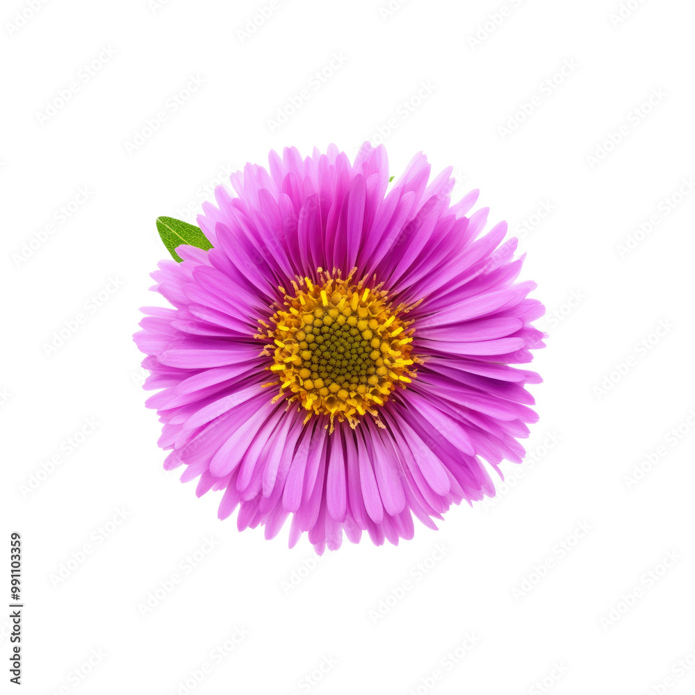 Pink Aster Flower with Yellow Center Isolated on White Background Pink Aster Flower with Yellow Center Isolated on White Background