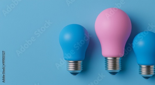 Light bulbs on a blue background are one outstanding concept