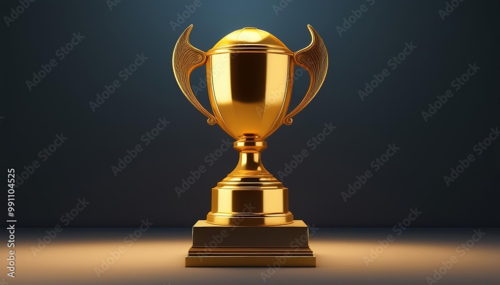 Shiny golden trophy on a dark background, symbolizing success and achievement. Shiny golden trophy on a dark background, symbolizing success and achievement.