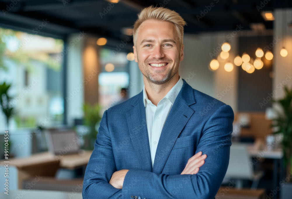 A portrait headshot photo of a friendly professional CEO executive business worker