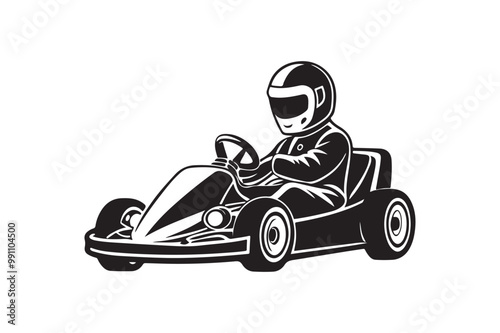 Gokart sport automotive silhouette vector illustration logo.