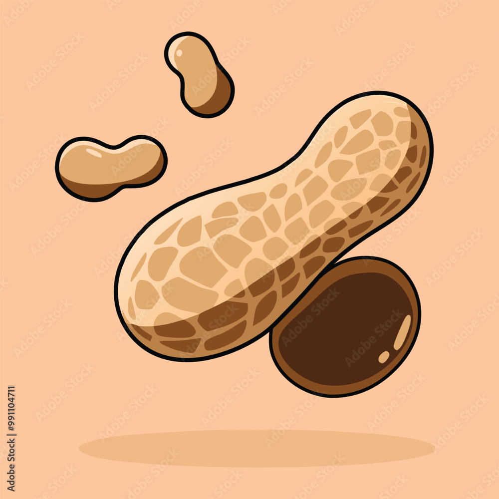 Obraz premium Peanuts on Flat Vector Icon Design Isolated.