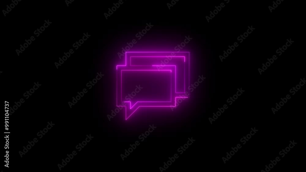 Neon chat bubbles icon glowing black background animation Neon chat bubbles icon glowing black background animation