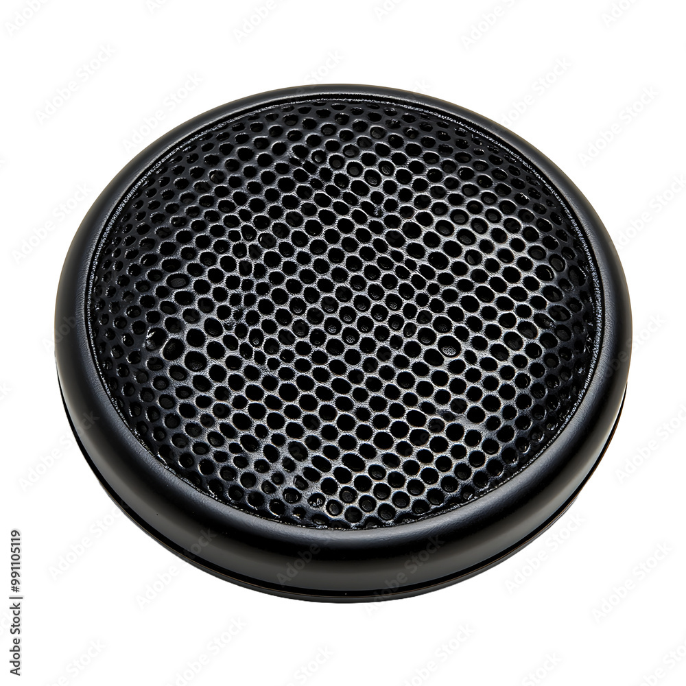 A Black Textured Object With a Circular Grille isolated on transparent background A Black Textured Object With a Circular Grille isolated on transparent background
