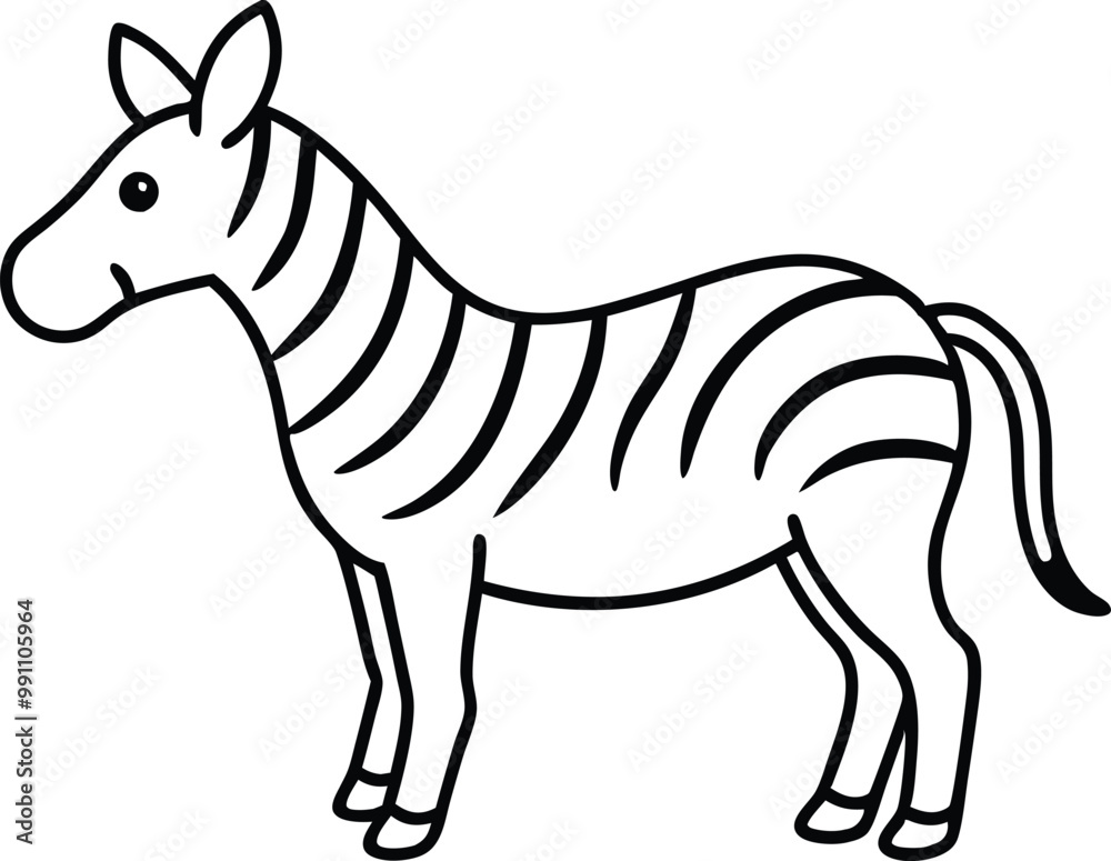 Fototapeta premium Unique Zebra with Shaped Stripes Vector Art for Kids to Color 