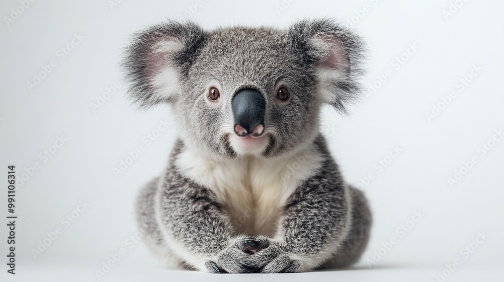 Obraz premium A close-up of a male Australian koala is isolated against a white background.