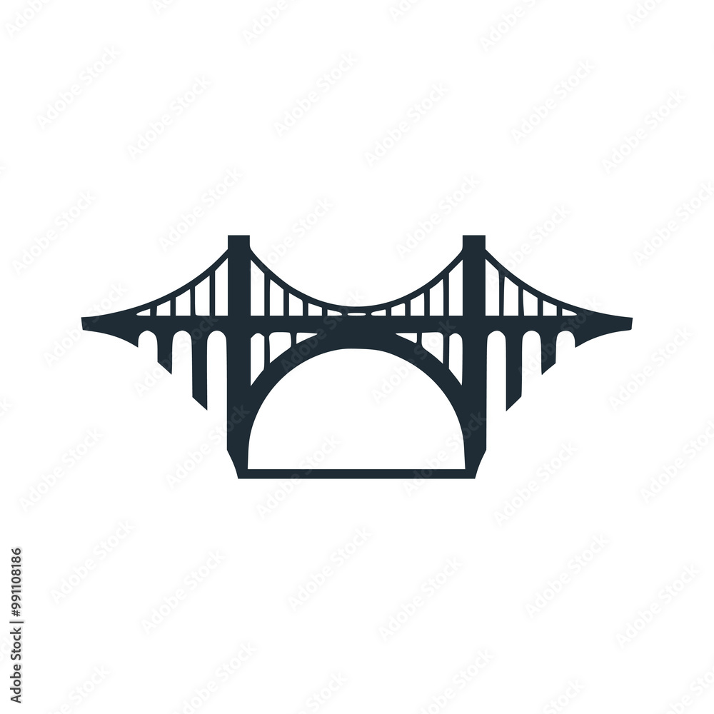 Obraz premium bridge curved building architecture logo vector illustration template design