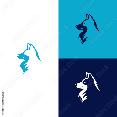 dog husky animal pet care logo vector illustration template design