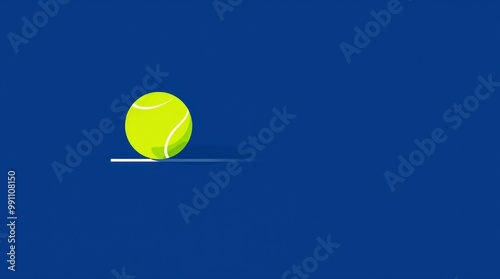 Green tennis ball on the blue court line tennis sport and tournament concept sports Illustration photo