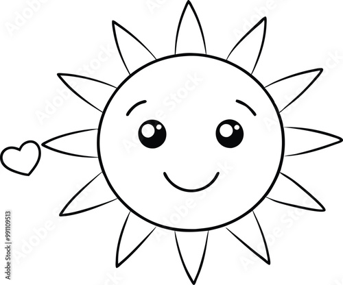 Happy Sun with Vector Illustration for Children 