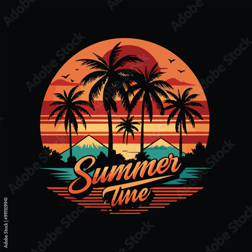 Wallpaper Mural summer time vector t shirt design. Torontodigital.ca
