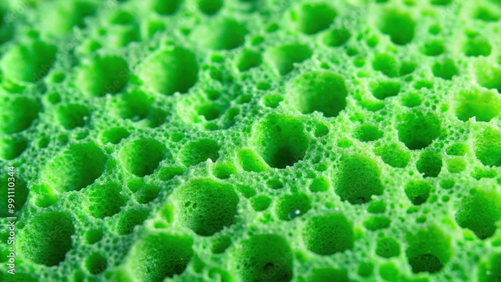 Highly detailed macro closeup of a green sponge, sponge, closeup, macro, detail, textured, porous, kitchen, household Highly detailed macro closeup of a green sponge, sponge, closeup, macro, detail, textured, porous, kitchen, household