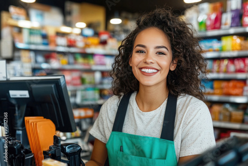 Gas station cashier assisting customers with purchases, managing the fuel payment system, and organizing products in the convenience store