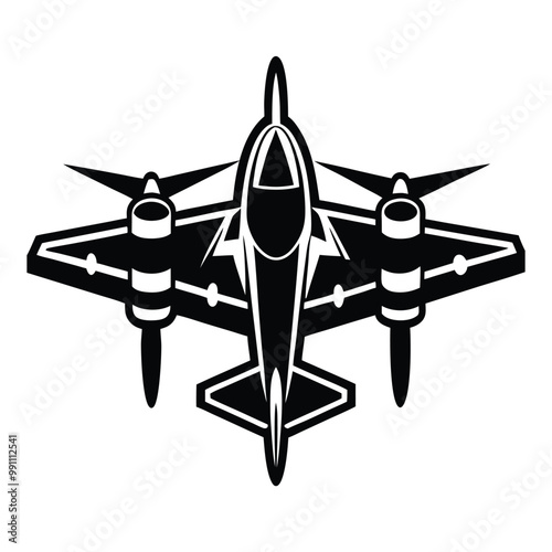 warplane silhouette vector style with white background.