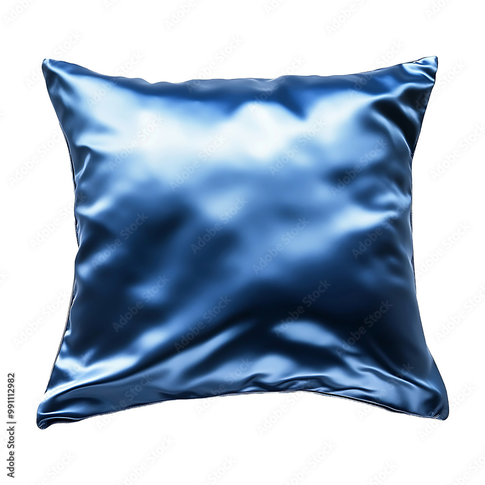 A blue satin pillow isolated on transparent background A blue satin pillow isolated on transparent background