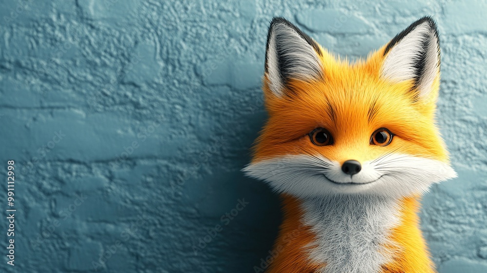 Obraz premium A fox character is styled in a modern, funky fashion, including ample copy space.