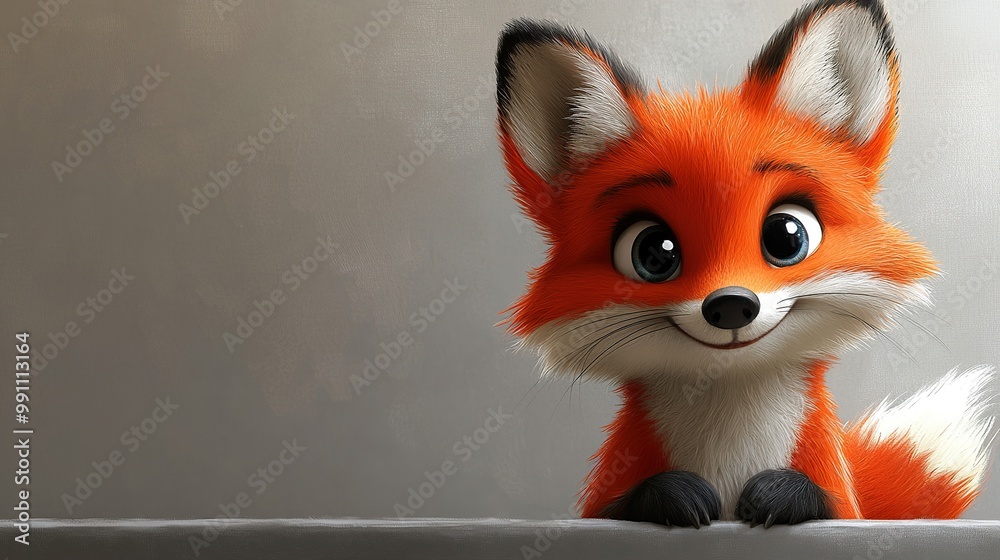 Obraz premium A fox character is styled in a modern, funky fashion, including ample copy space.