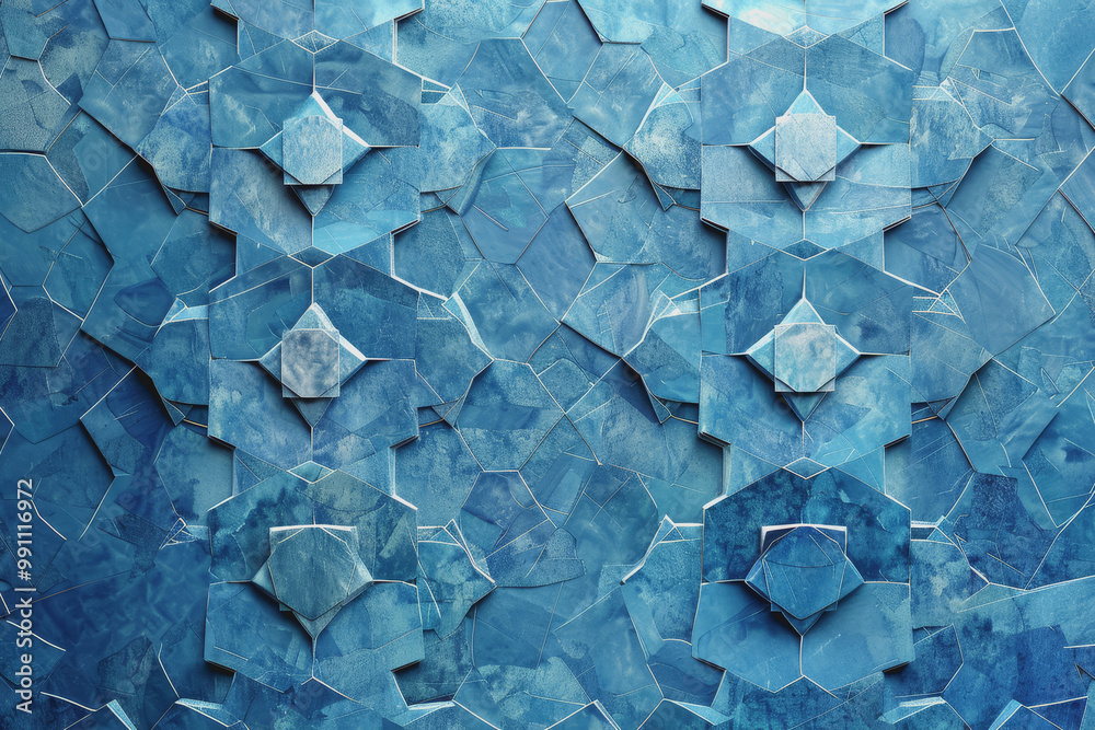 Fototapeta premium Abstract Islamic design background, bright blue color palette.